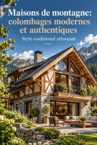 Maison de montagne moderne avec façade en colombage, intégrée harmonieusement dans la nature