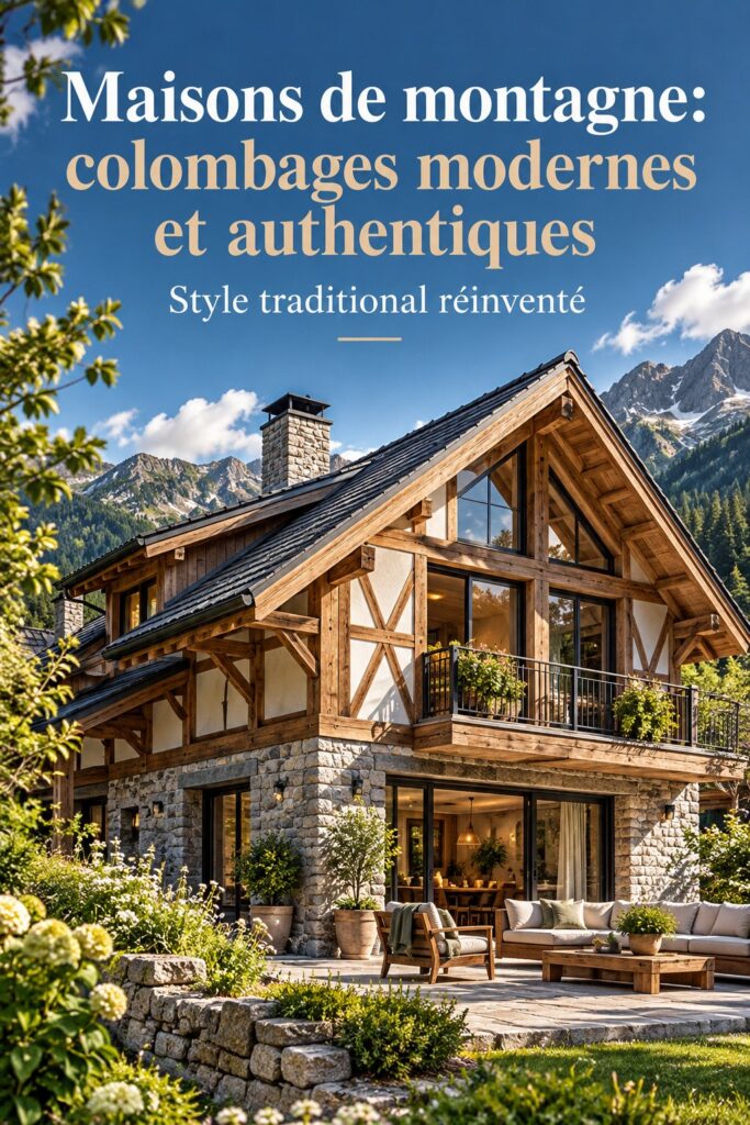 Maison de montagne moderne avec façade en colombage, intégrée harmonieusement dans la nature