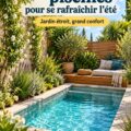 Petite piscine dans un jardin moderne, parfaite pour se rafraîchir en été.