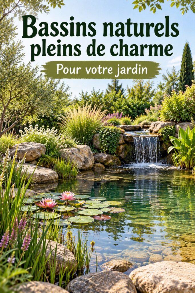Piscine naturelle intégrée dans un jardin verdoyant, créant une atmosphère apaisante.