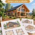 Plans de maisons en bois et esquisses architecturales
